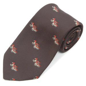 Vintage 1970s Duck Goose Bird Men's Silk Neck Tie Brown Animal Theme Kings Lynn